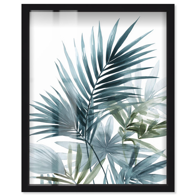 Décoration murale de salle de bain Deepwater Leaves II par Art Remedy, cadre noir, 36 x 45, H 46 po x l 37 po, Cadre noir