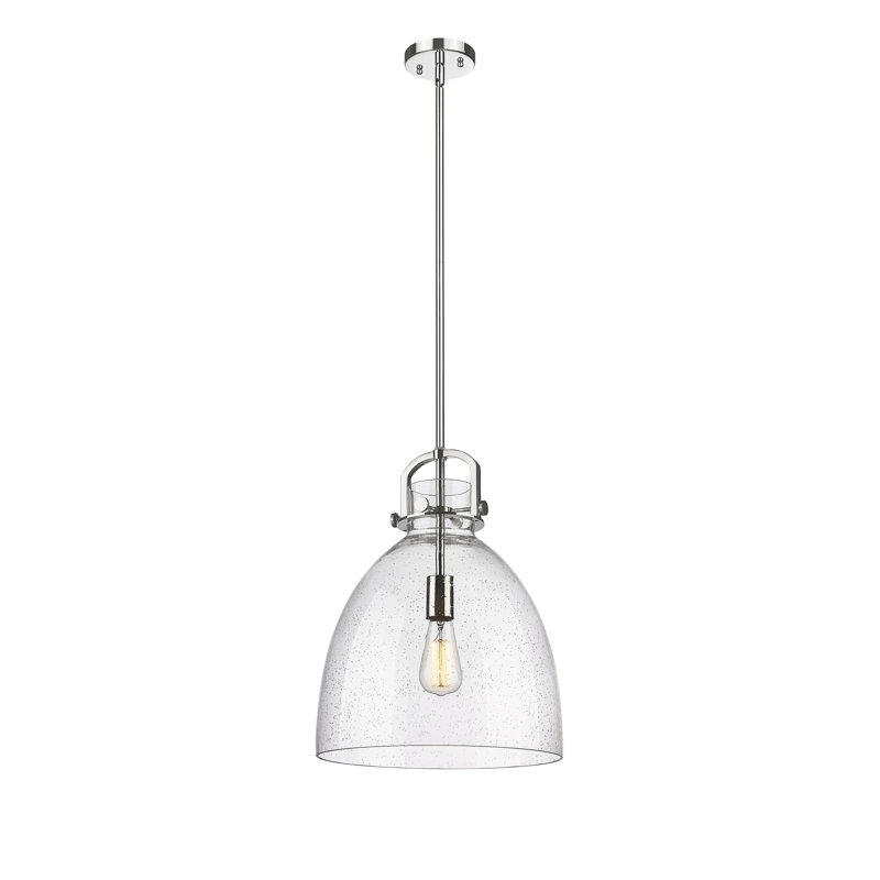 Luminaire suspendu 1 lumière Badillo, H 18,25 po x l 14 po x P 14 po, Grainé, Nickel poli