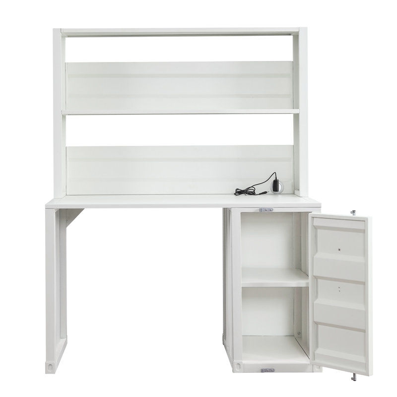 Cargo White Finish Writing Desk W/Hutch, White