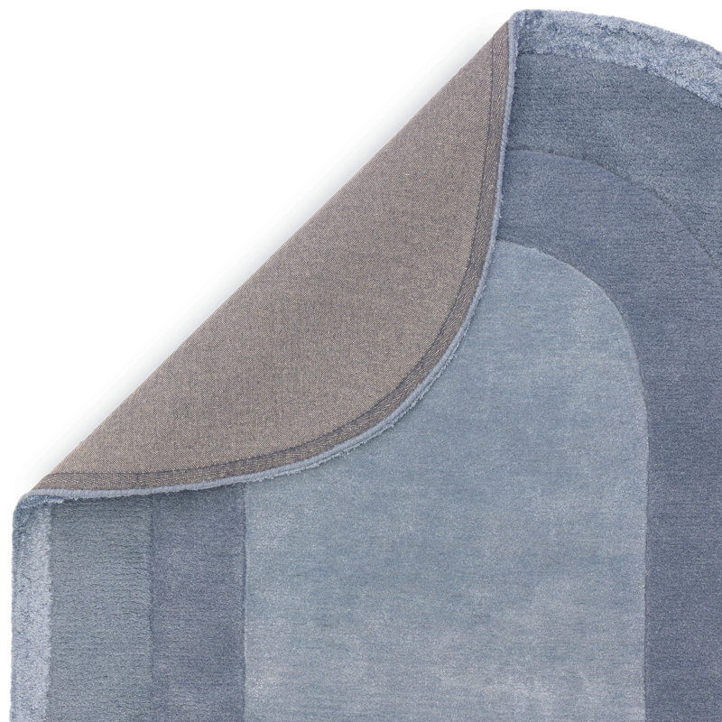Francisca Bordered Oval Tufted Blue Area Rug, Oval 200 x 290 cm