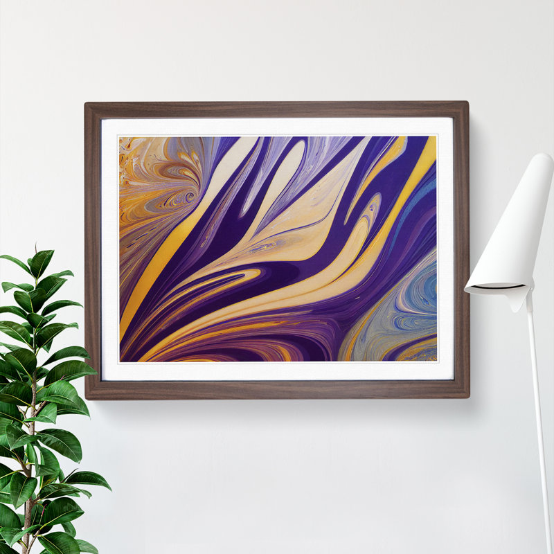 XH1022-6124X Modern Marbling Art Vol.2 - Single Picture Frame Print, 46cm H x 64cm W x 2cm D, Walnut