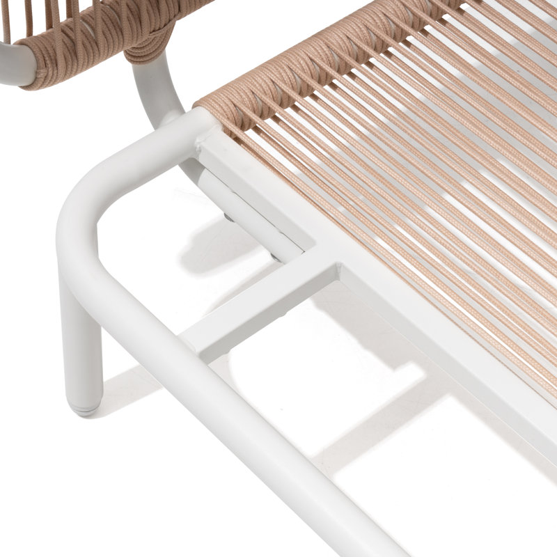 Canapé modulaire d'extérieur 100,4 po en métal, Coussin beige / structure naturelle