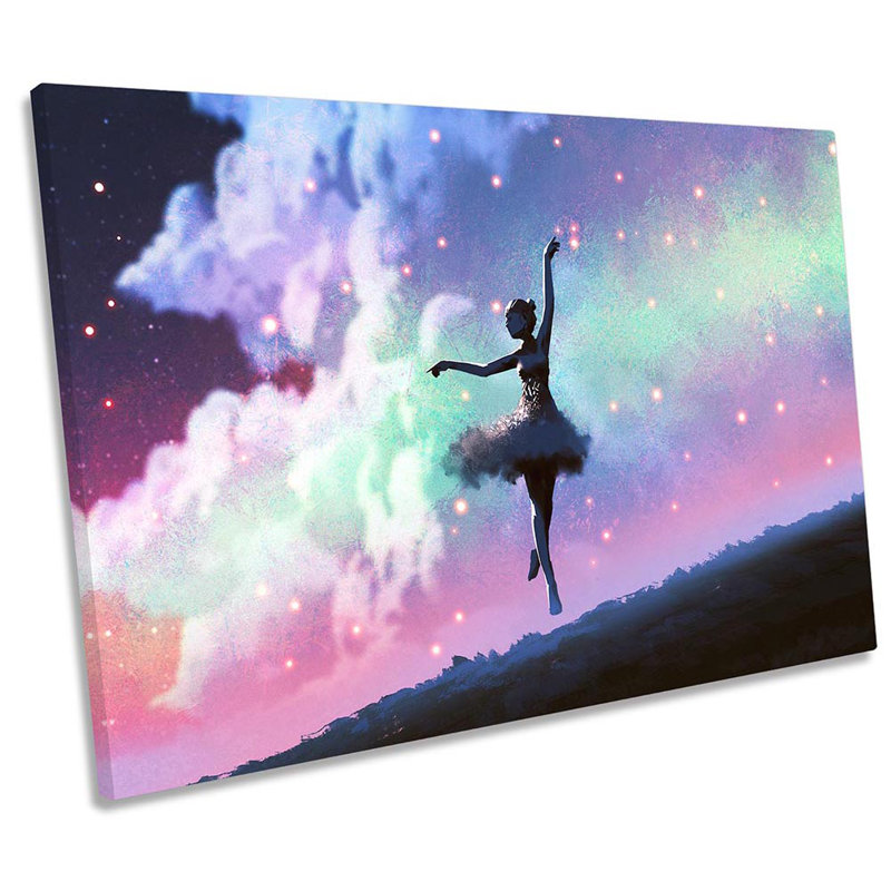 Ballerina Dance Fantasy Sky - Wrapped Canvas Print, 81.3cm H x 121.9cm W