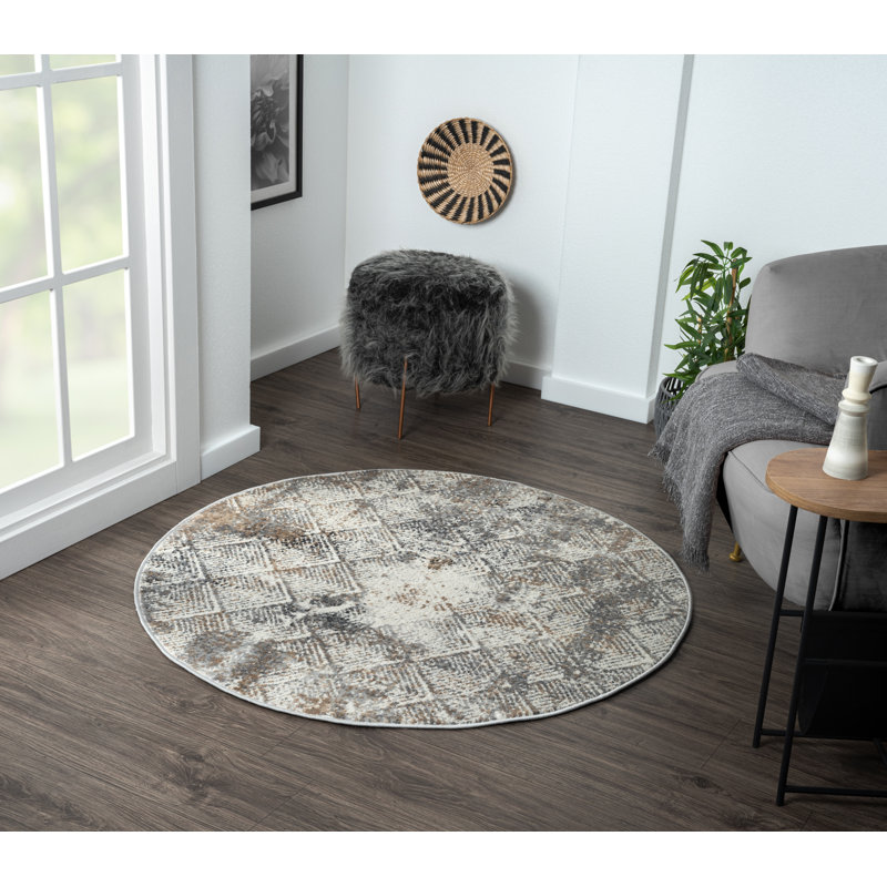 Hazel cream Rug, Round 120cm