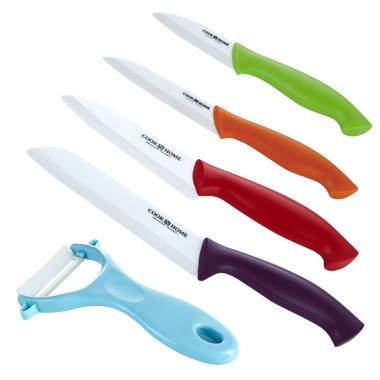 Ceramic Knives Set with Stand Utility Chef Knife with Peeler Black