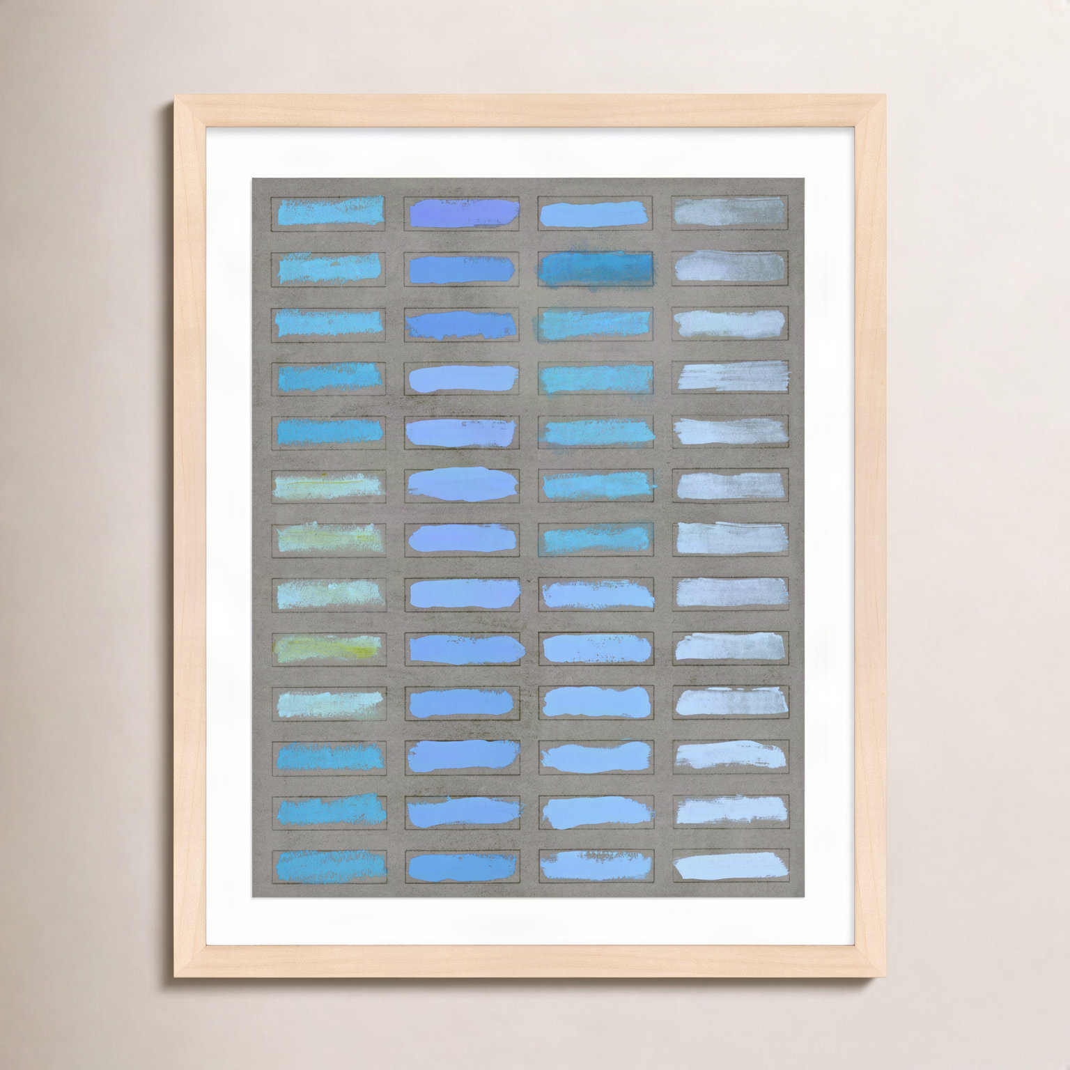 The Blues 2 by Jacques Pilon, Maple Framed, 25" H x 20" W x 1.25" D