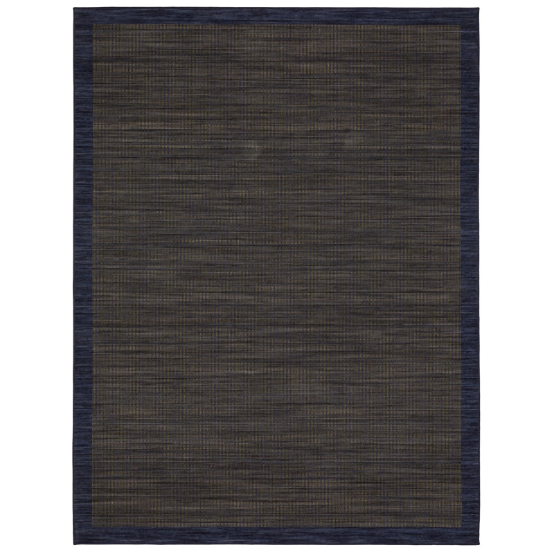 Tapis bleu / brun en laine Weston, Bleu / brun, Rectangle 3 pi 3 po x 5 pi