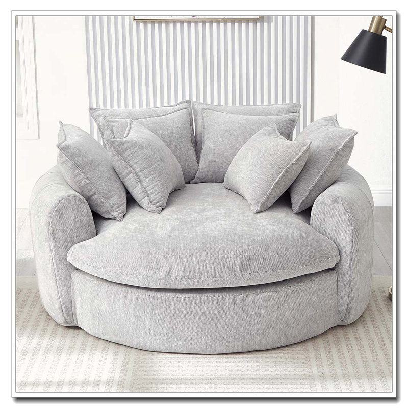 Fauteuil d'appoint rembourré en tissu chenille, Gris clair