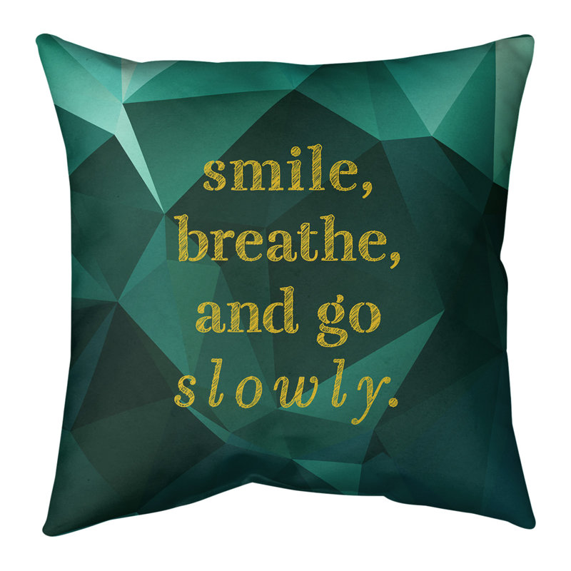 Housse de coussin Faux Gemstone Go Slowly, 20 po X 20 po, Émeraude / doré, Polyester/ Bourre en polyester