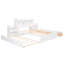 Lit plateforme double avec tablettes coulissantes, lit gigogne simple et 2 tiroirs, blanc-1592580240