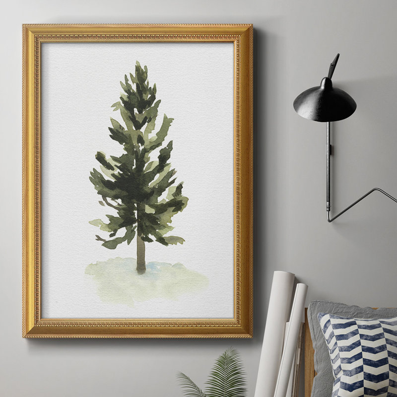 Aquarelle pin I, toile encadrée de qualité supérieure - prête à être accrochée, H 36 po x l 24 po x P 2,5 po
