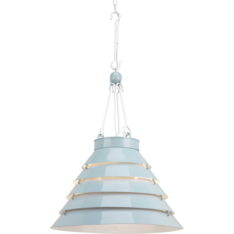 Luminaire suspendu conique à 1 lumière Surfrider, Bleu, H 26,5 po x l 24,875 po x P 24,875 po