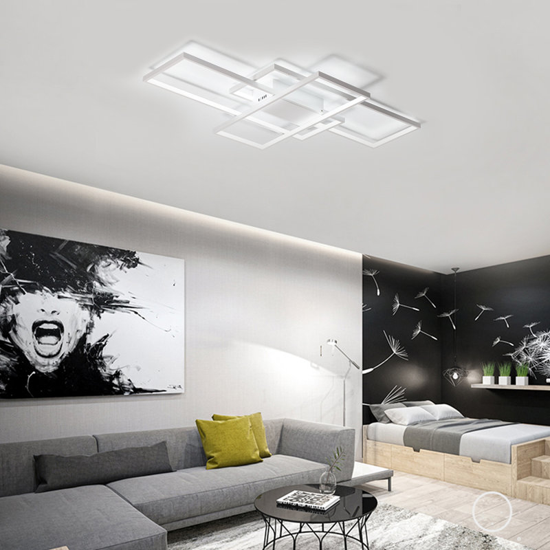 Arlyn 3 - Light Rectangle Acrylic LED Flush Mount, White, 8cm H x 90cm W x 50cm D