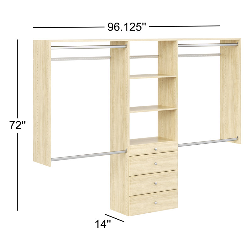 Grid 48 - 96'' Closet System (Can Be Cut to Fit), Honey Blonde