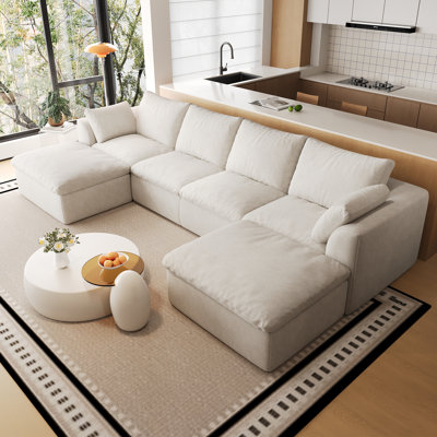 Canapé d'angle modulaire en forme de L avec double méridienne