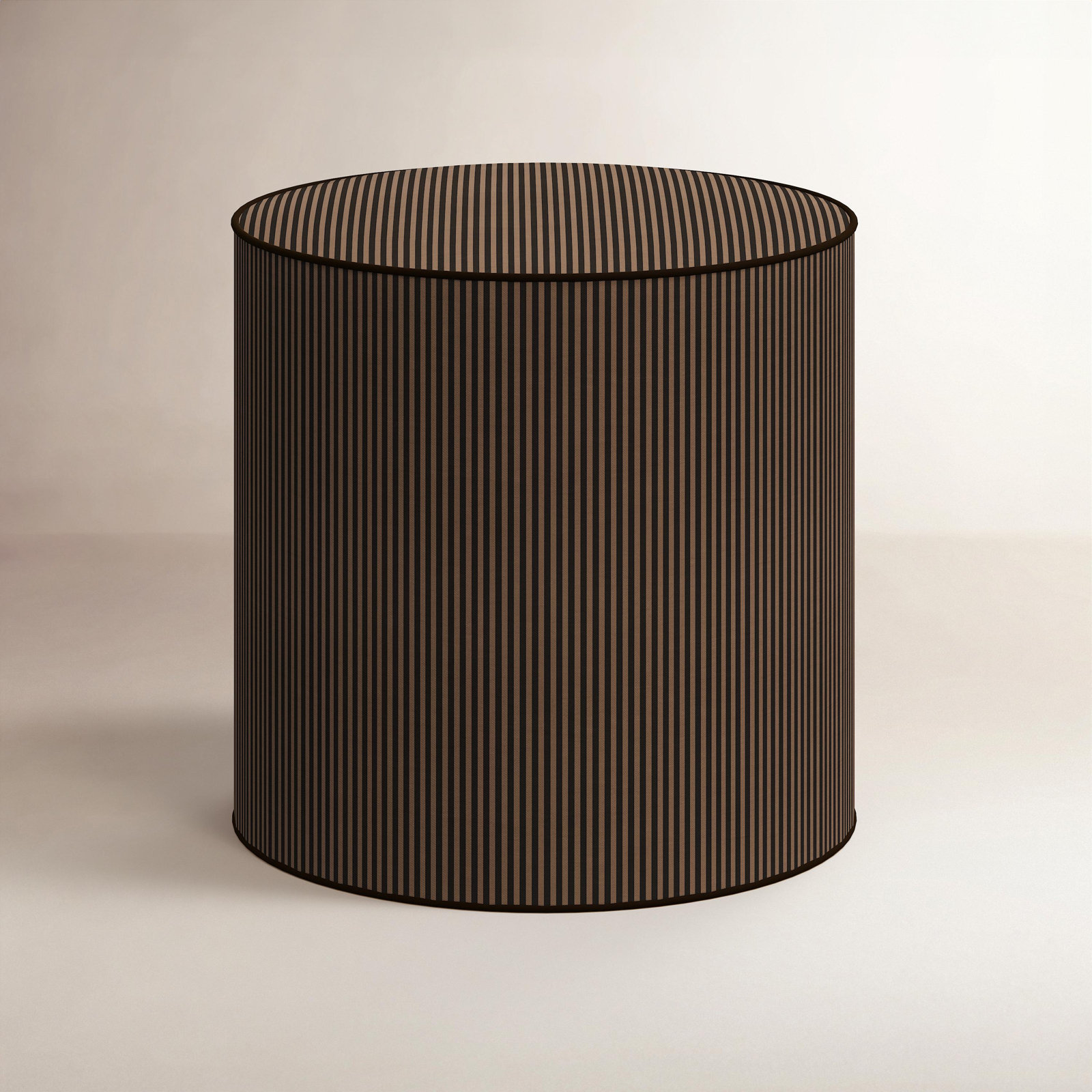19 " Cotton Ottoman, Prep Stripe Mocha Black Black Welt