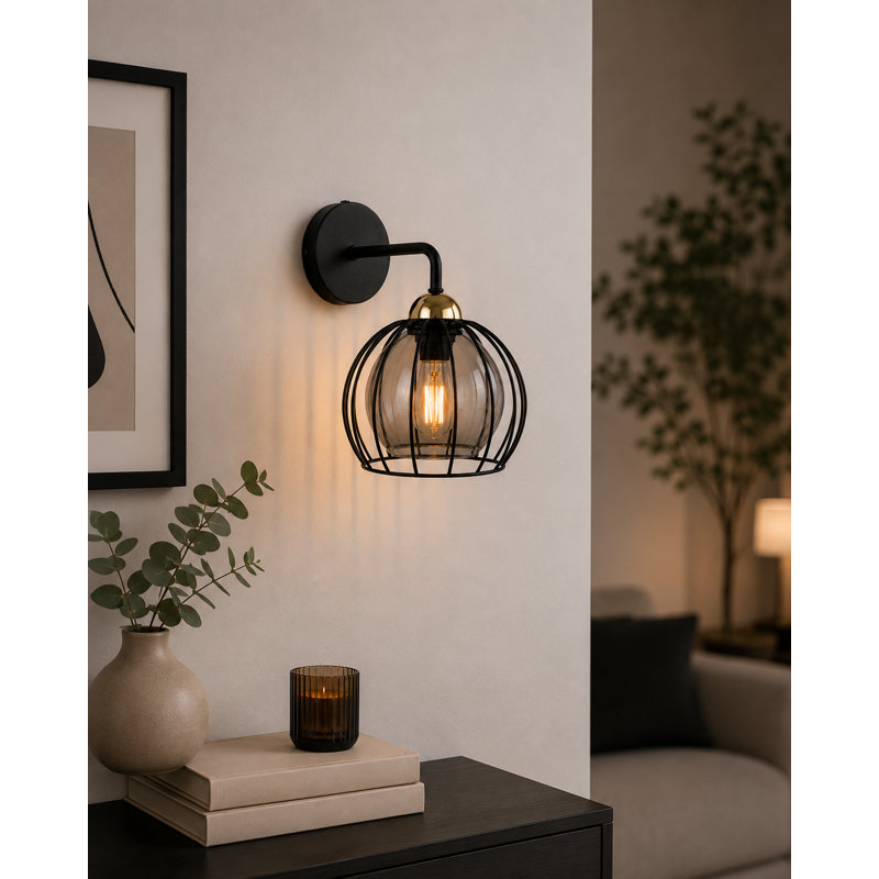 Steel Armed Sconce, 27 cm H x 20 cm W x 26 cm D, 1