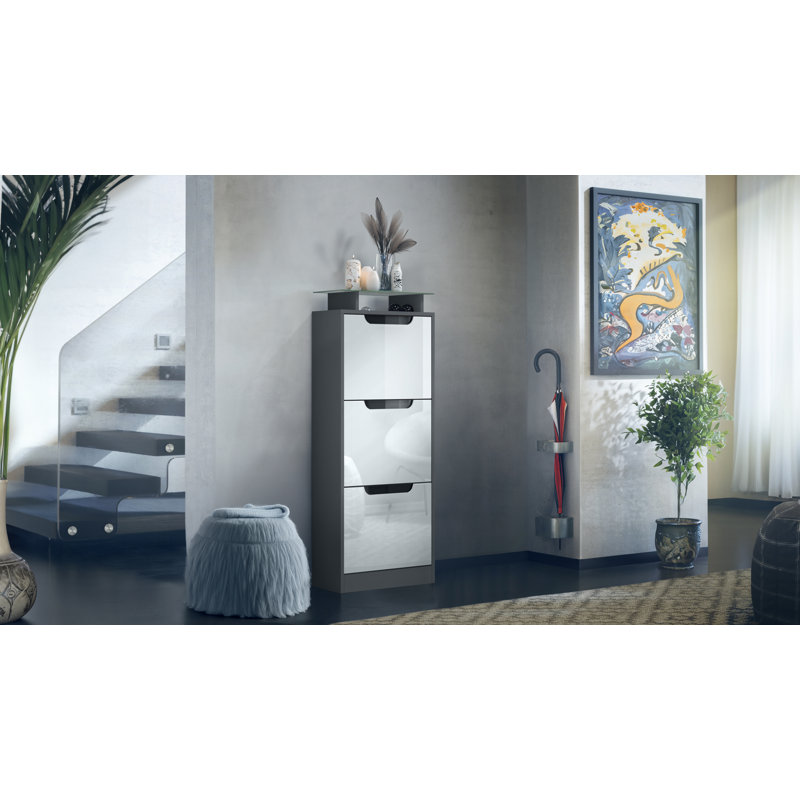 12 Pair Shoe Storage Cabinet, Anthracite/White