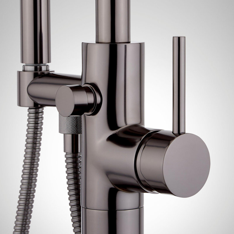 Lexia Floor Mounted Tub Filler Faucet and Valve with Stops, Gunmetal