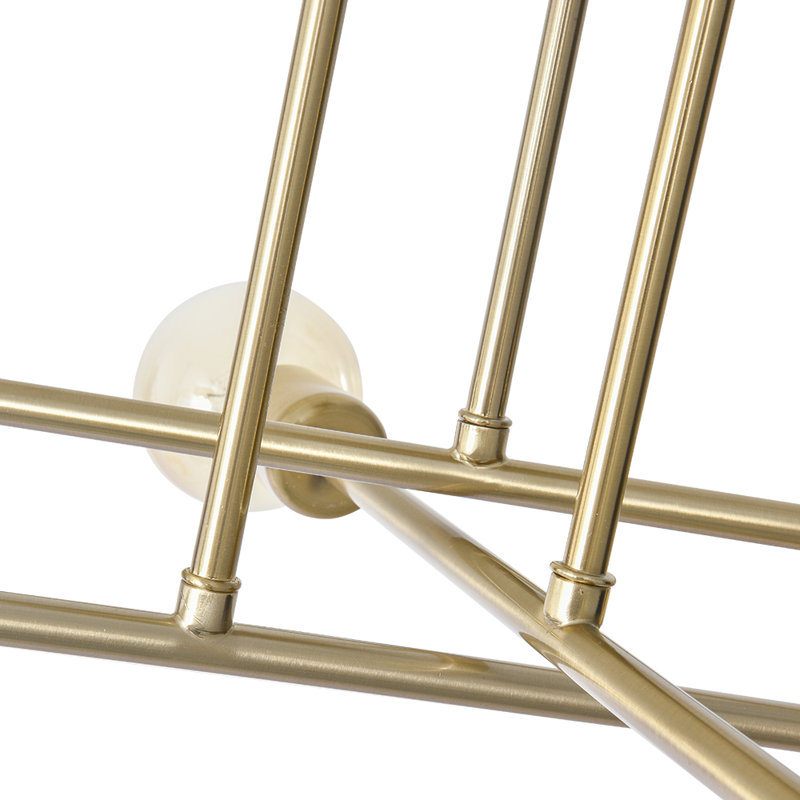 Tubeeuse Modern Sputnik Chandelier Industrial 6-Light Semi Flush Mount(Bulbs not included), Brass