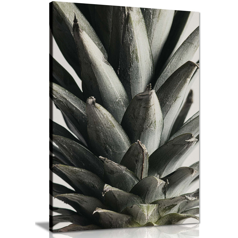Panther Print Fine Art Prints Pineapple Green Leaves Close Up Artistic Framed Canvas Prints, Pictures For Home Walls, Bedroom, Living Room & Bathroom Decor - Wrapped Canvas Art Prints