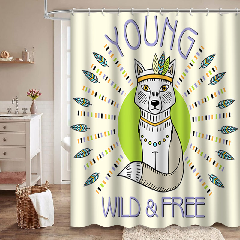 Rideau de douche avec 12 crochets Wolf, L 72 po x l 84 po