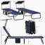 Chaises longues d'extérieur pliantes avec abat-jour, dossier inclinable, structure en acier et poche latérale pour la plage, la cour, le patio et le bleu foncé Outsunny