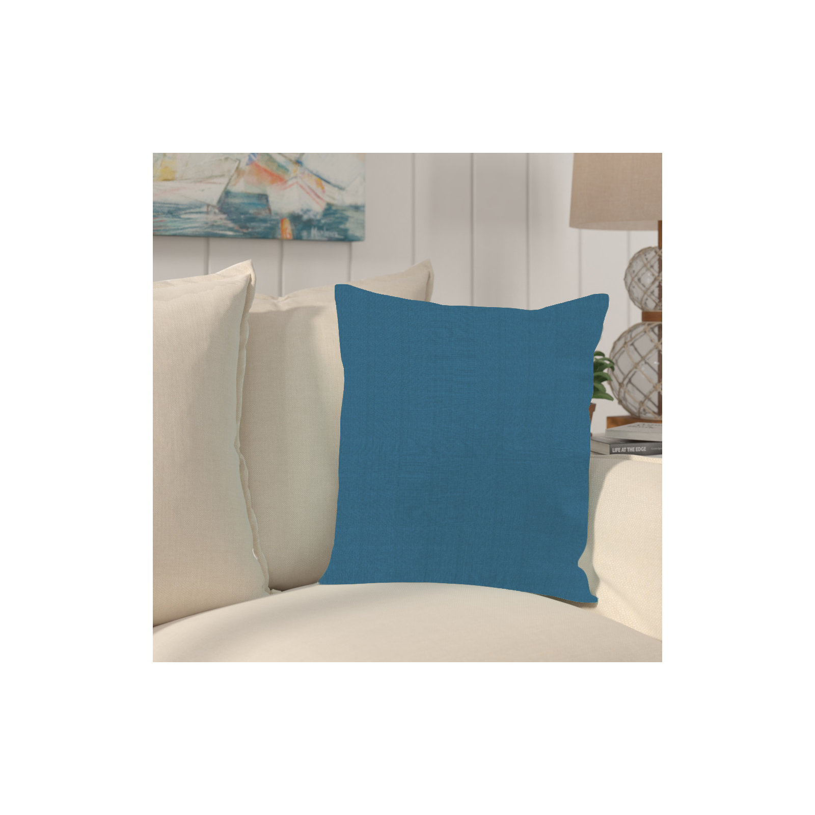 Jessica Sunbrella® Indoor/Outdoor Throw Pillow, Seascape Turquoise