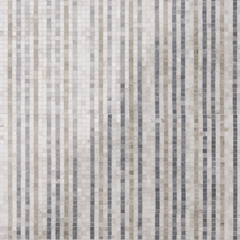 Minute 12" x 12" Marble Grid Wall & Floor Tile, Cloud Gray