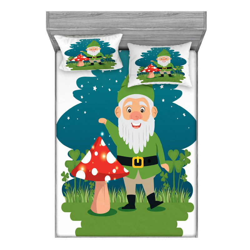 Gnome Microfiber Sheet Set, Full Sheet Set with Fitted Sheet