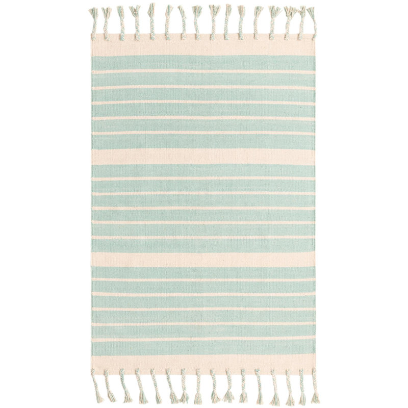 Yellville Cotton Striped Indoor Rug, Rectangle 4'1" x 6'1"