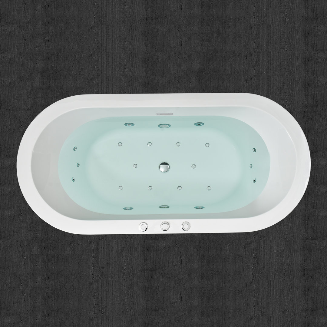 67" x 32"  Whirlpool/Air Bubble Freestanding Soaking Double Ended Bathtub with Faucet WoodBridge