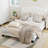 Upholstered Platform Bed with Saddle Curved Adjustable Headboard and Diamond Tufted Details,Wooden Slats and Metal Support, No Box Spring Needed, Beige-192460033