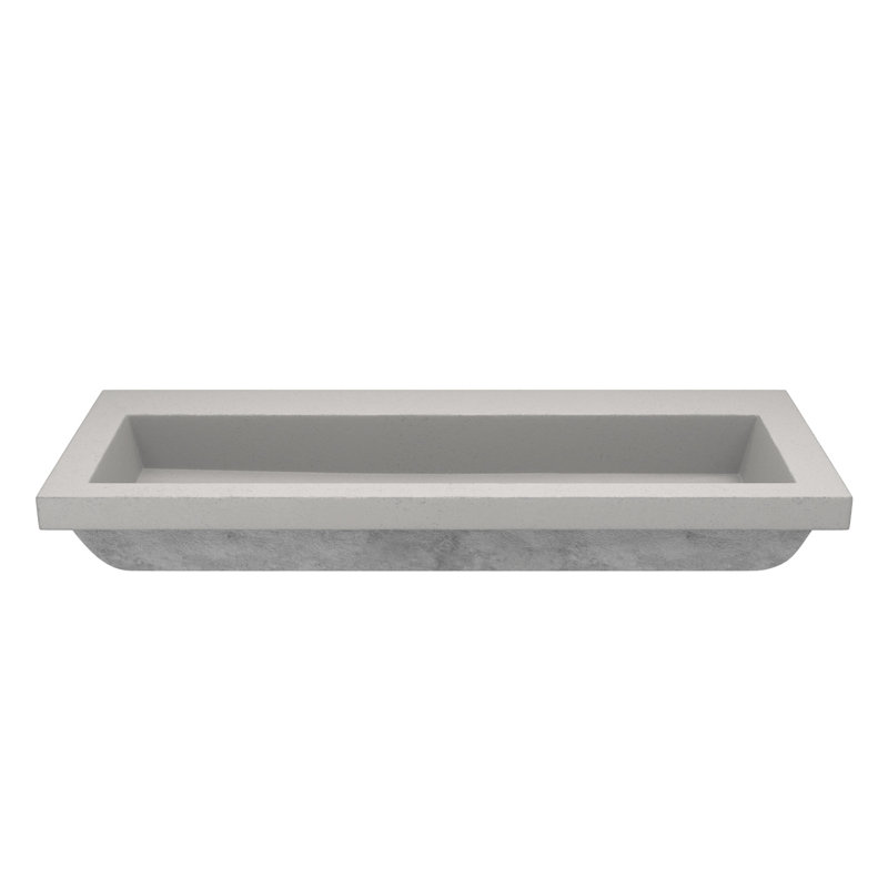 Lavabo de salle de bain en béton rectangulaire encastré sur le comptoir de 48 po fabriqué à la main NativeStone, Frêne
