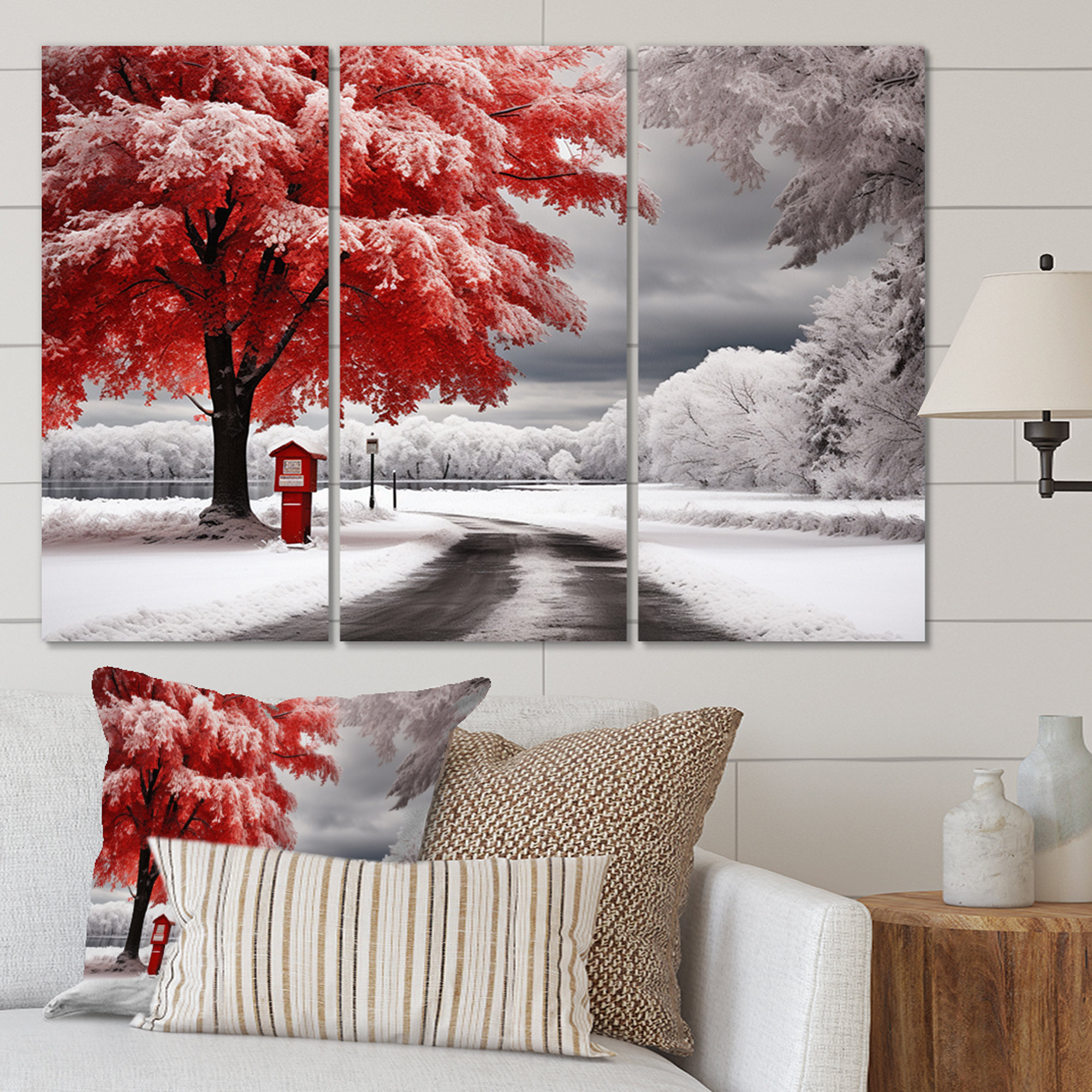 Millwood Pines Red And White Winter Silent Symphony I On Canvas 3 ...