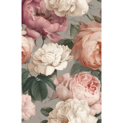 Blush pivoine pelez et collez papier peint floral mural rétro romantique décoration murale