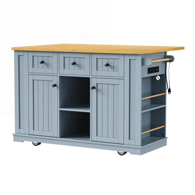 Storage Kitchen Island with 5 Open Side Racks,5 Wheels by Lark Manor