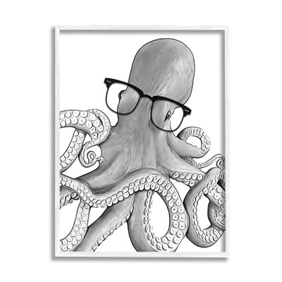 " Monochrome Octopus Black White Glasses Design " by Annalisa Latella