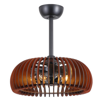 20 inch 6 Lights Rustic Ceiling Fan Light,5 Reversible Blades DC Motor Fan, 6 Speed Ultra DC Quiet Light  with Remote Control for Bedroom, Living Room, Kitchen,Covered Balcony Patio.