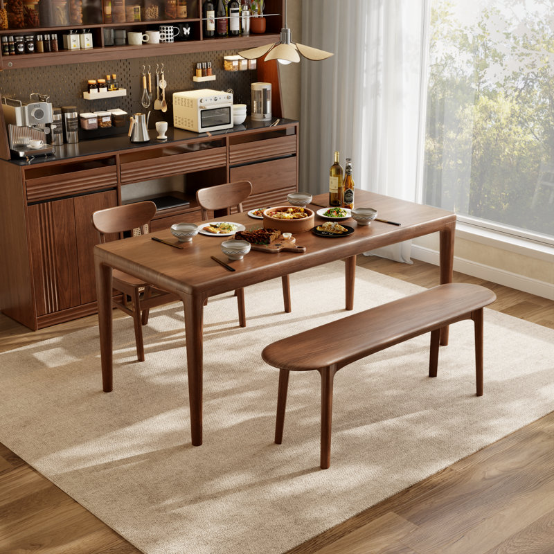 Curved Edge Solid Wood Bench – Multi-Functional for Entry, Dining Chair, or Bed End, Brown