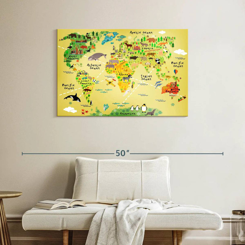 Carte du monde des animaux Keiri, H 26 po x l 39 po