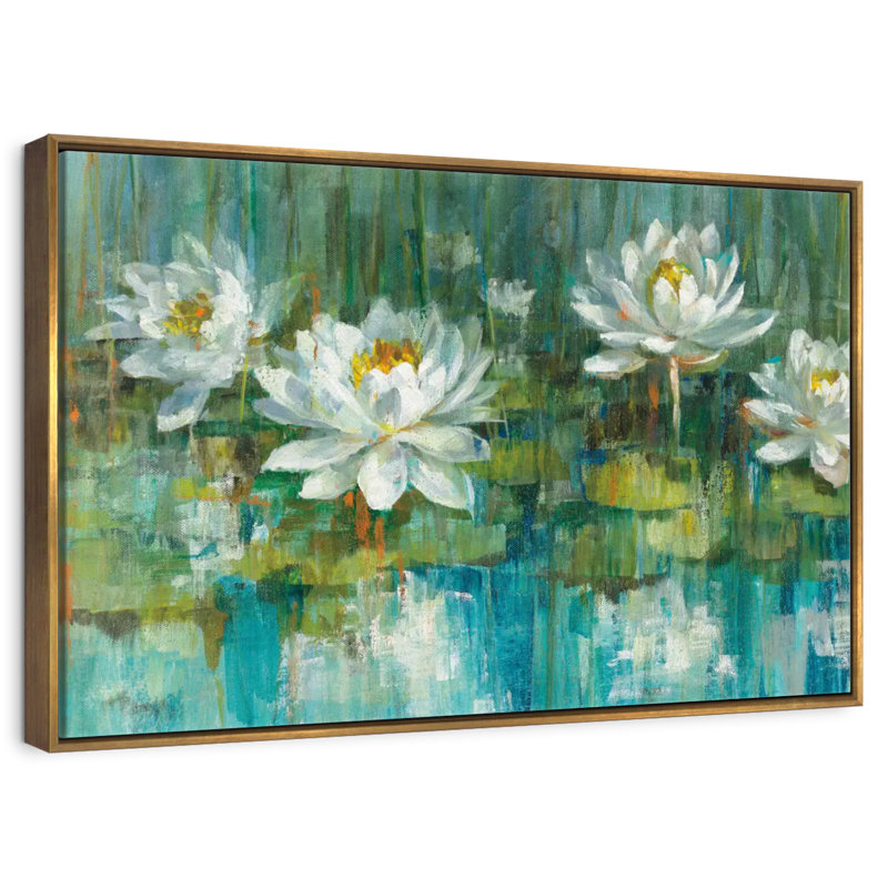 Récolte de nénuphars, Cadre flottant doré, 31 po x 21 po