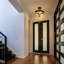 Plafonnier semi-encastré moderne à 3 lumières de 14,2 po de style transitionnel noir, or, pour vestibule, cuisine, chambre à coucher