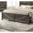 Queen Size Bed In Rustic Gray, Metal And Paper, Casual Bedroom Decor Gray Frame With Rubberwood Legs, Headboard, Transitional Style