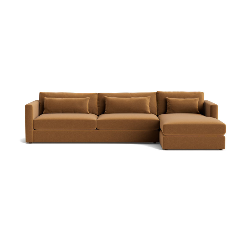 Haywood Right Chaise Sectional, Performance Velvet - Hazelnut
