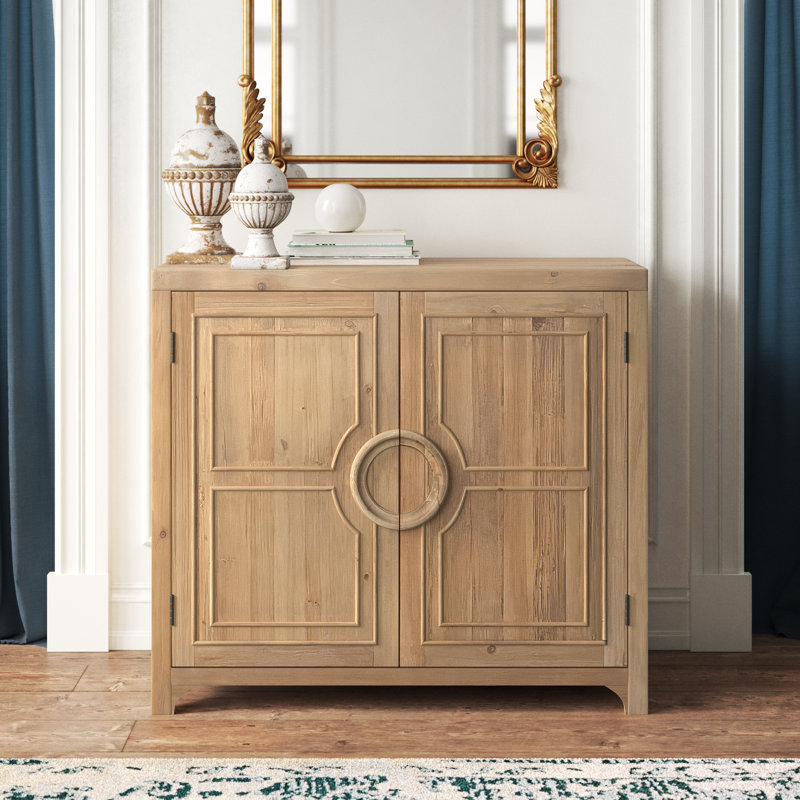 Siah 40'' Natural Pine Wood Sideboard with Adjustable Shelves
