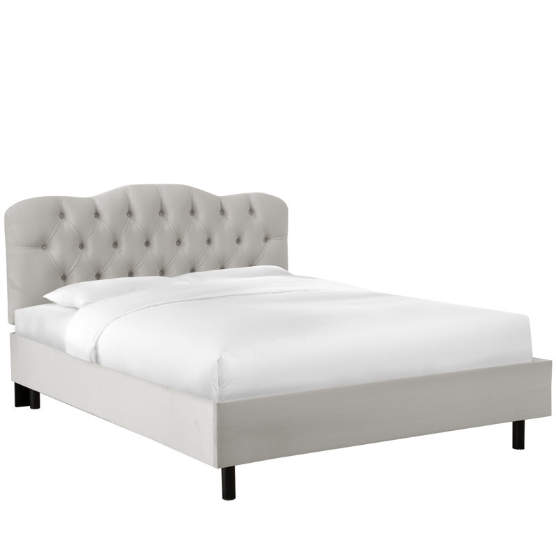 Pires Upholstered Platform Bed, California King, Bella Light Gray Performance Velvet