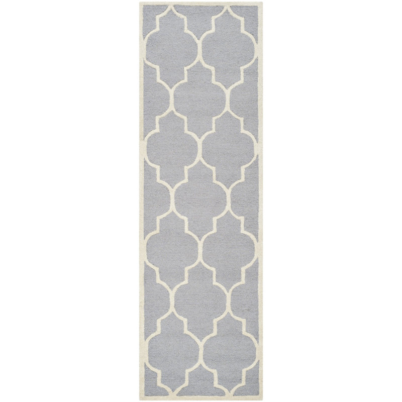 Tapis géométrique en laine touffeté à la main Cambridge, Tapis de couloir 2 pi 6 po x 14 pi