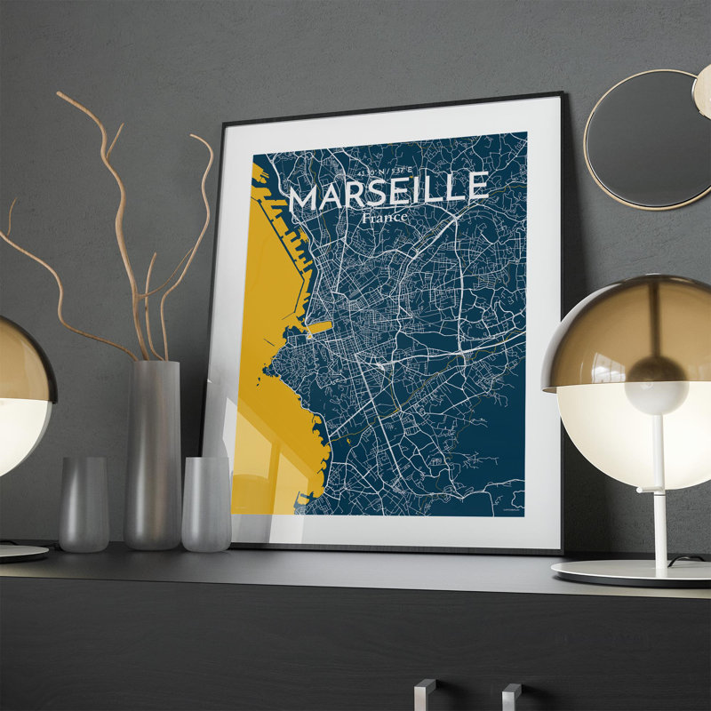 Marseille City Map In Amuse - No Frame Print, 24cm H x 18cm W x 0.05cm D