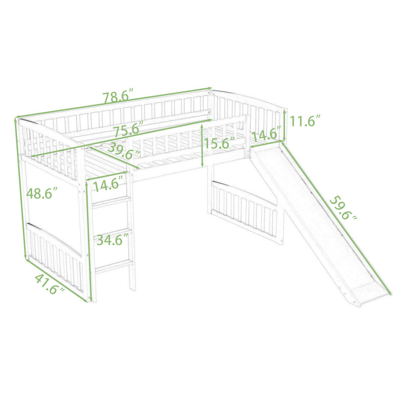 Addix Kids Twin Loft Bed, Gray